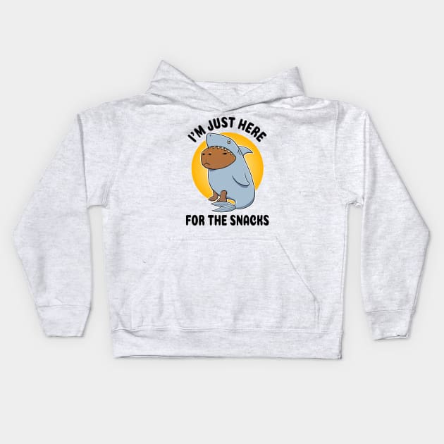 I'm just here for the snacks Capybara Shark Kids Hoodie by capydays
